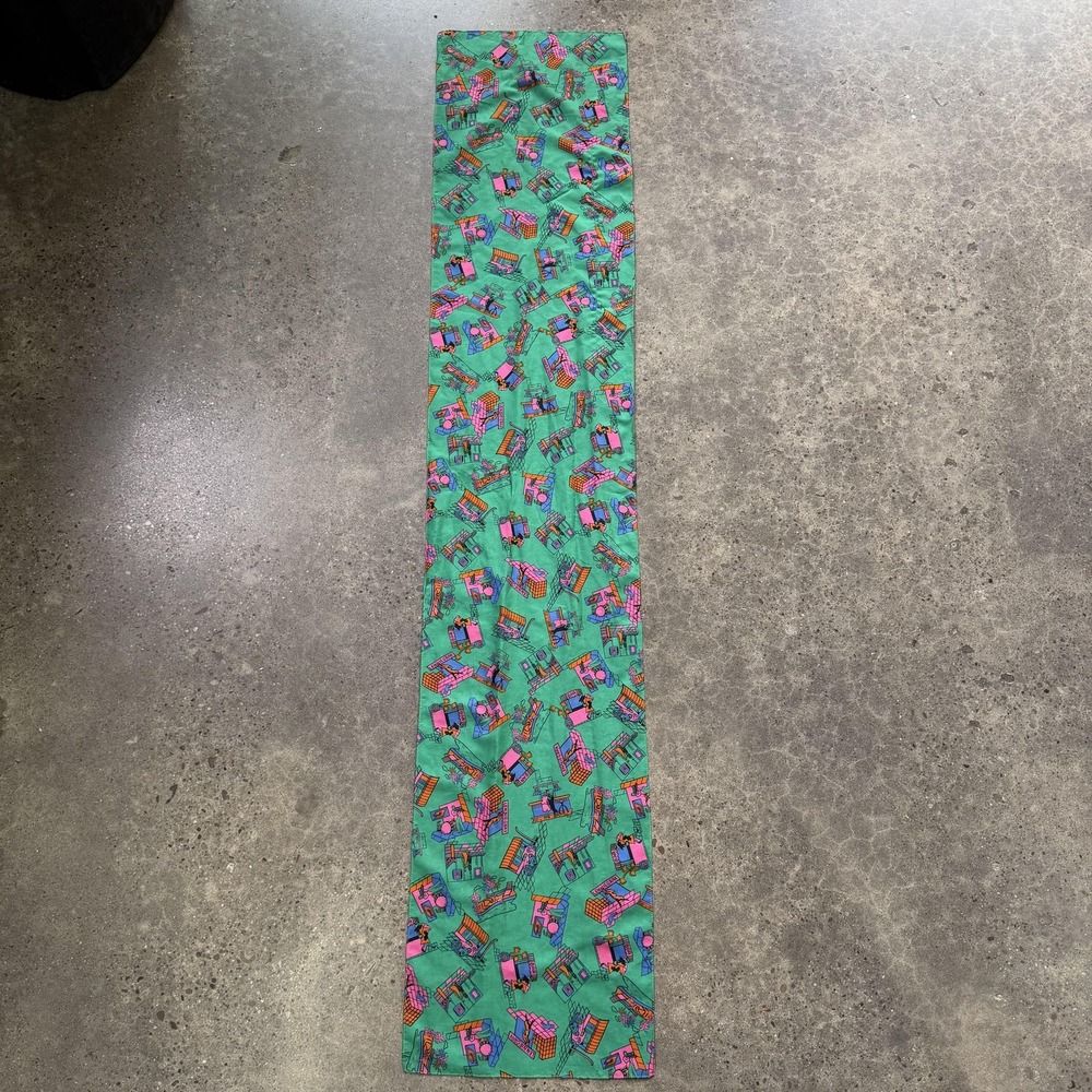 Rectangle Scarf Shawl Wrap Womens One Size Green Cartoon City Geometric Print